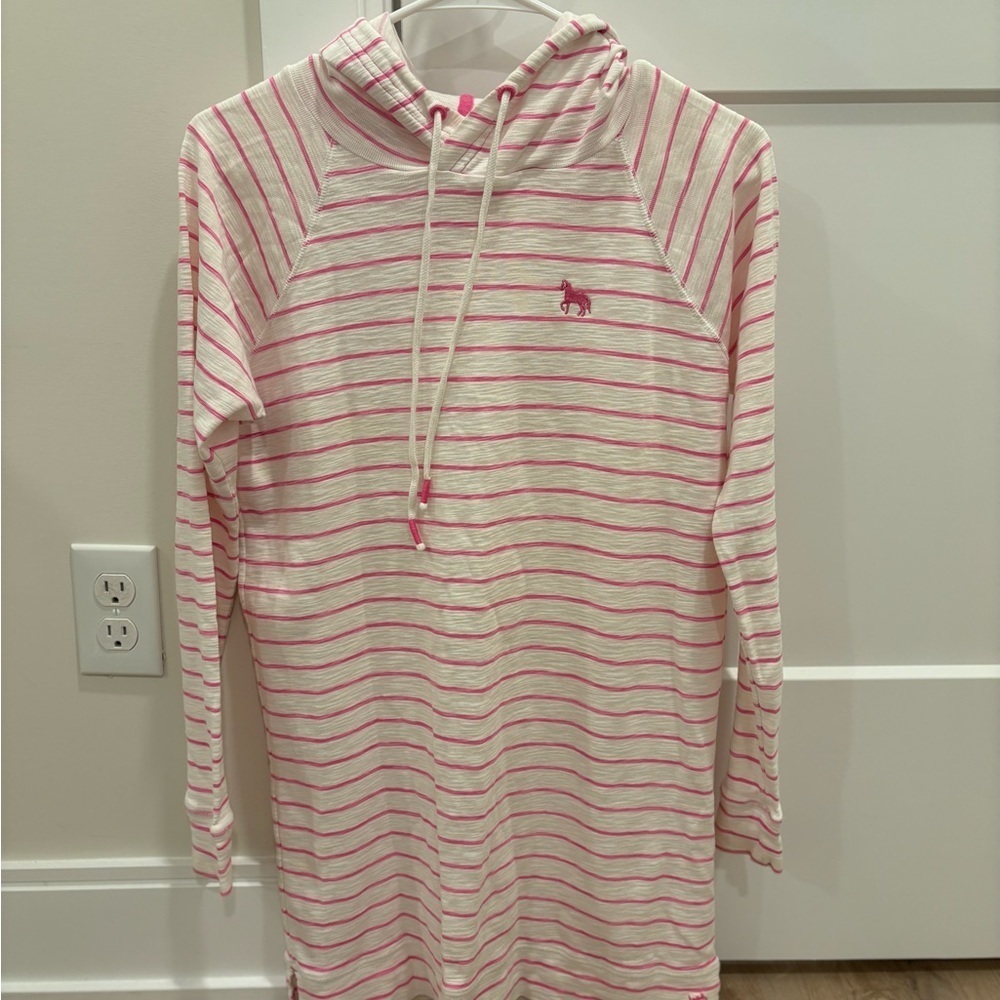 Southern Tide Pink and White Striped Hoodie Top